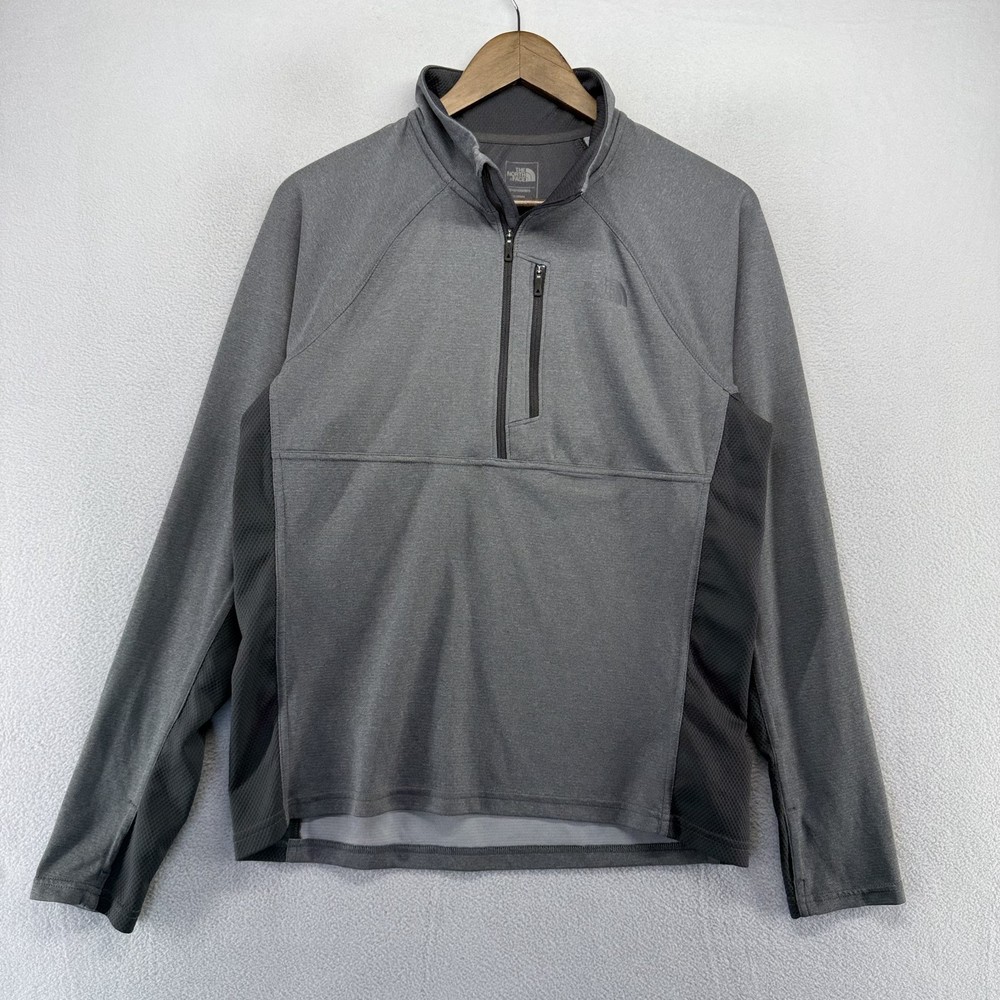 The North Face Half Zip Pullover Men’s Medium Gray Flashdry Outdoor Running Logo