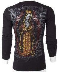 Archaic by Affliction Men’s Thermal Shirt DEATH MARY Skull Biker Black
