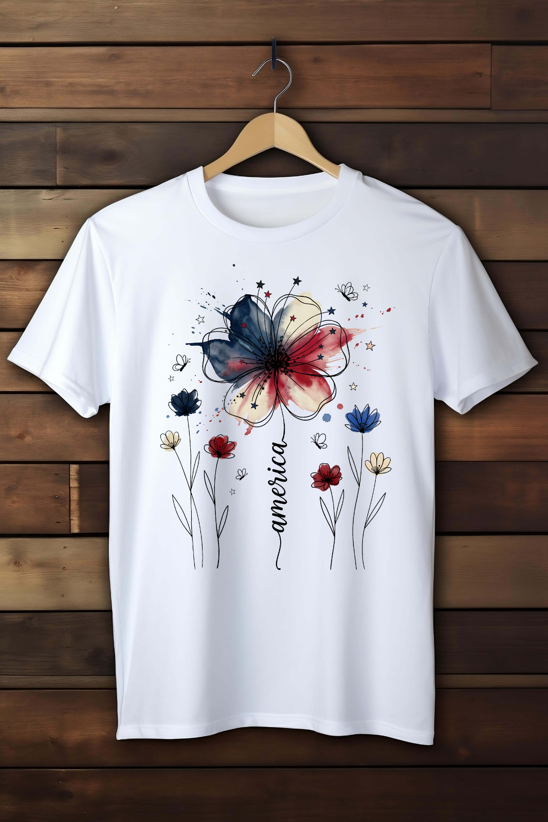 Boho Floral USA 250 White Gildan Soft Style T-shirt Kids/Adult Sizes gallery