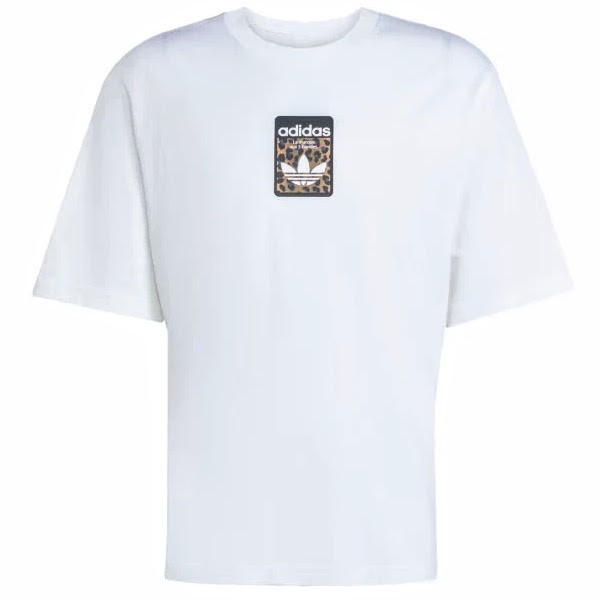 Adidas XL Men's T Shirt White Oversized Retro Leopard Trefoil Graphic Cotton NWT gallery
