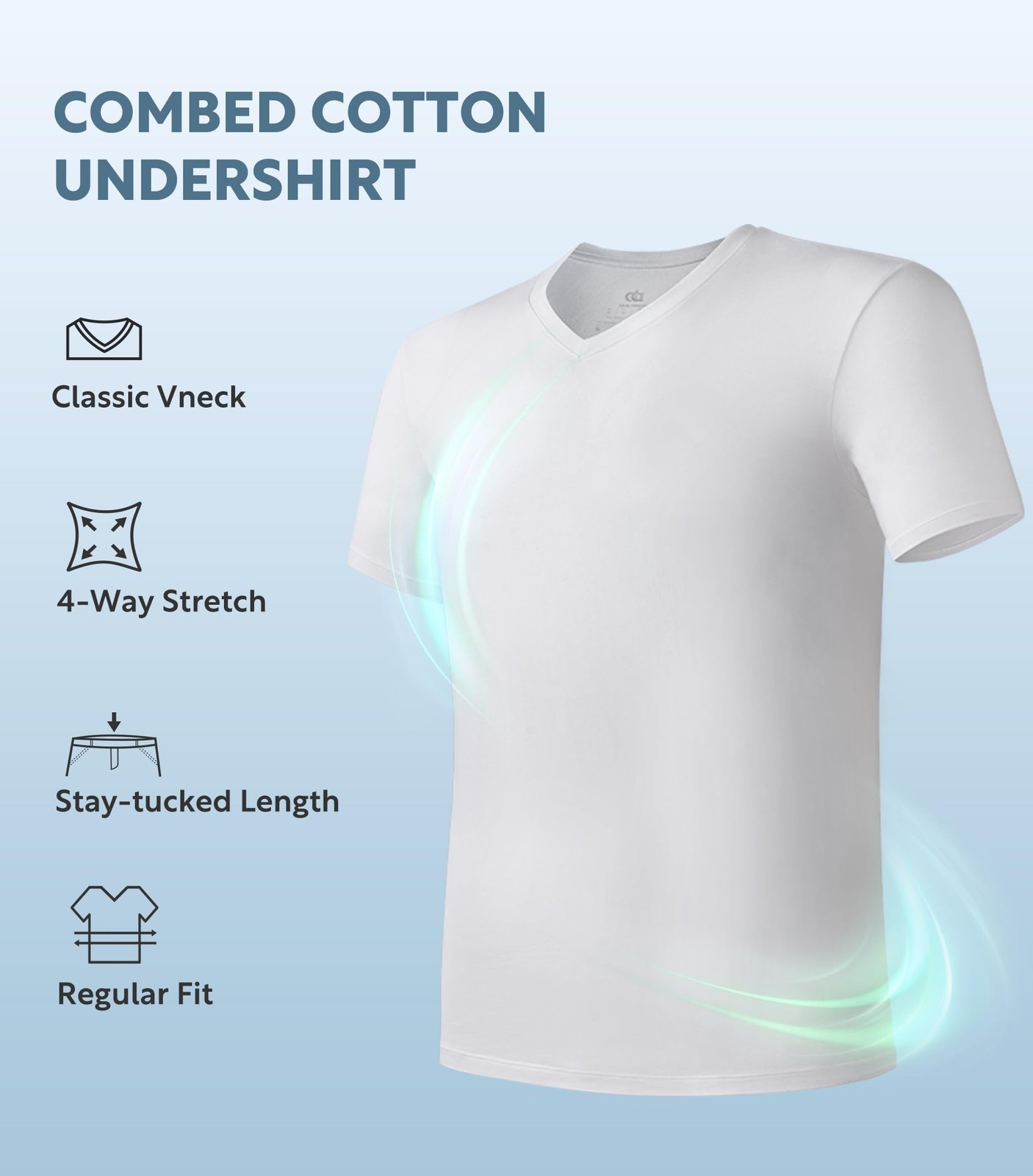 Men's Undershirts Combed Cotton T-Shirt Soft Moisture-Wicking T-Shirts V Neck... gallery