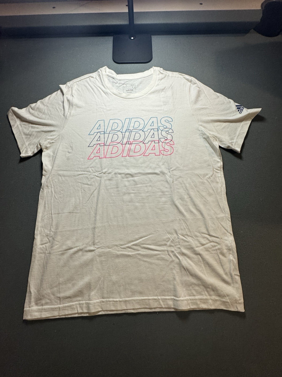 Adidas Men’s White Multi Color Logo Graphic T-Shirt Size L Brand New gallery