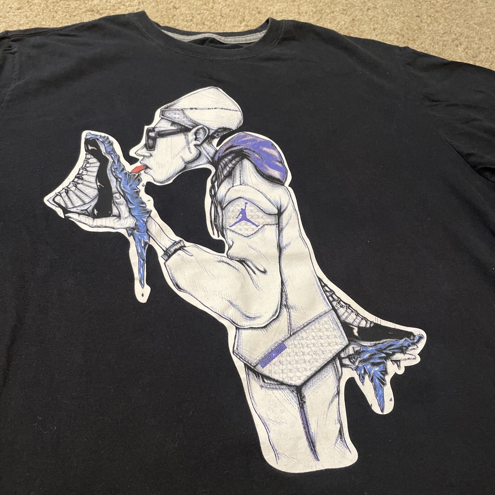 Air Jordan Concord Mens XL Icey Soles Lick Shoe Black Shirt NIKE -USED JUMPMAN gallery