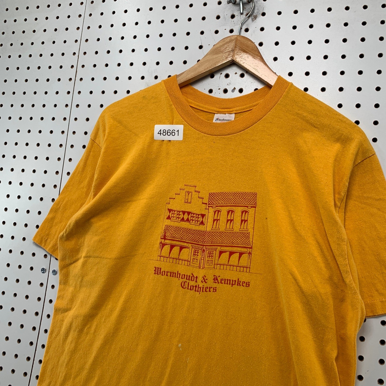 Vintage Stedman T Shirt Men XL Gold 80s Wormhoudt & Kempkes Clothiers Pella Iowa gallery