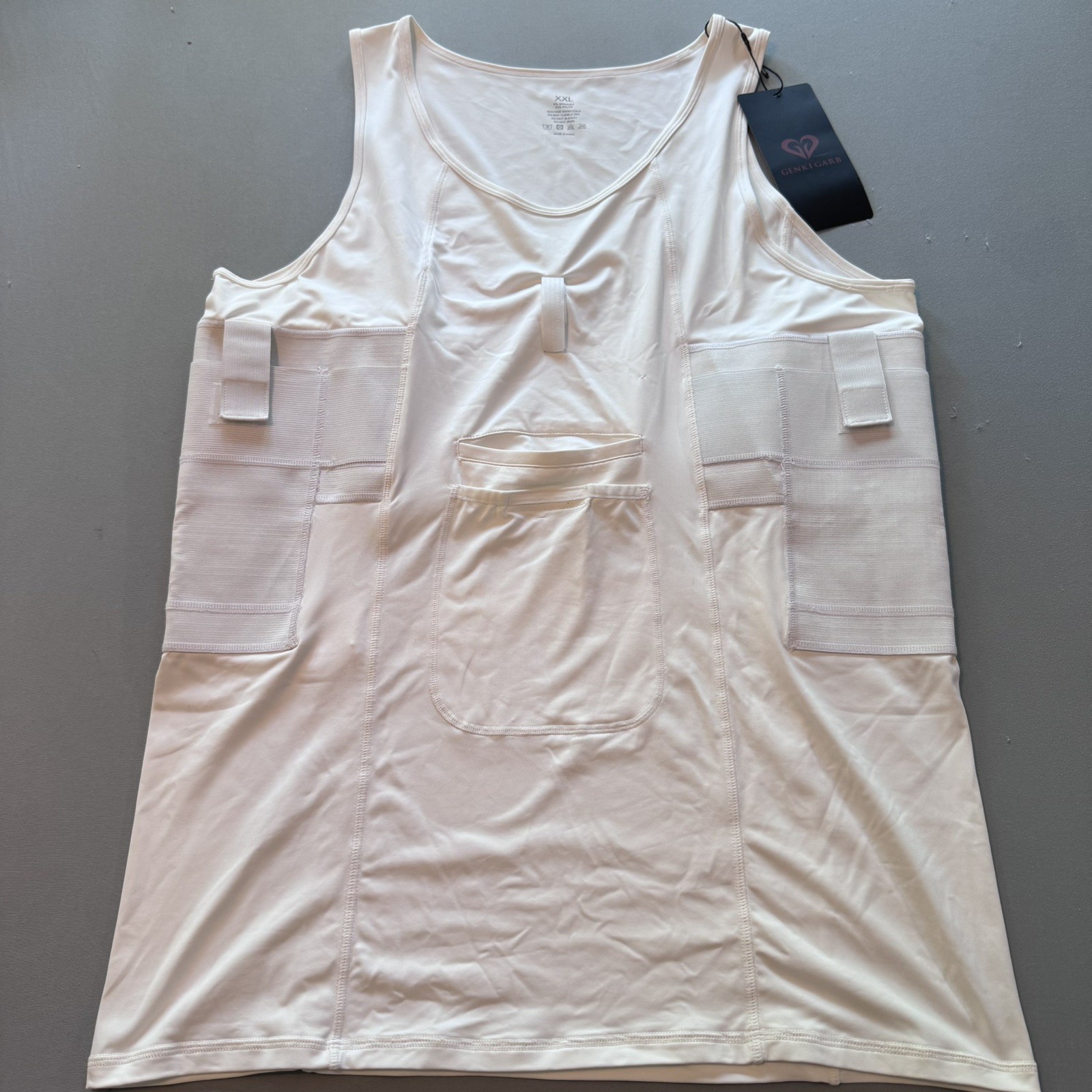 LVAD Genki Garb Tank Top Shirt for Men heart Medical Ware Clothing White XXL