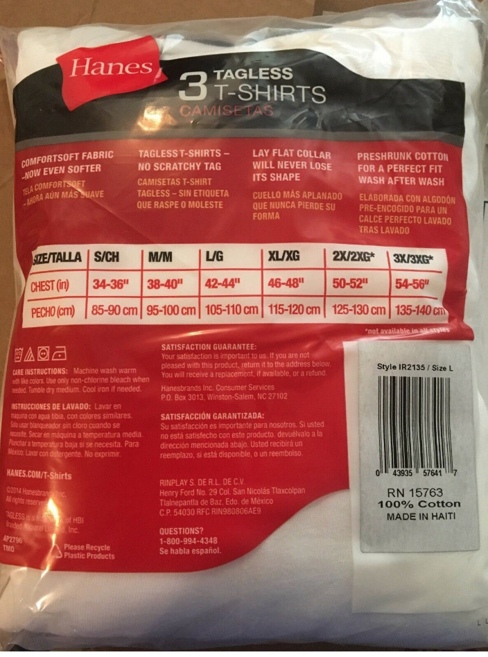Hanes Mens White Tagless T-Shirts Crewneck 3Pk S-3XL Style 2135 gallery