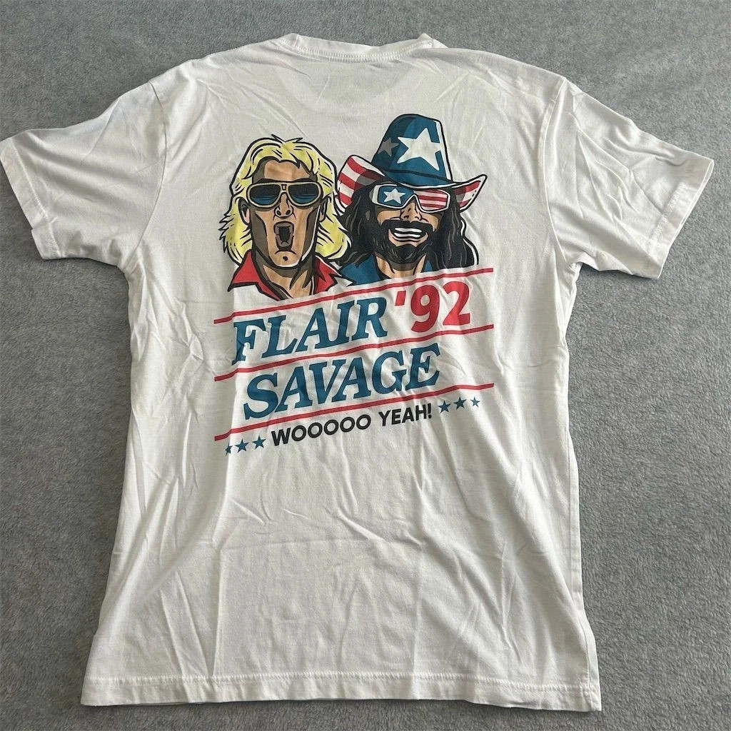 WWF 1992 Ric Flair Randy Savage Reprint T-Shirt Wrestling Fan Tee S-4XL