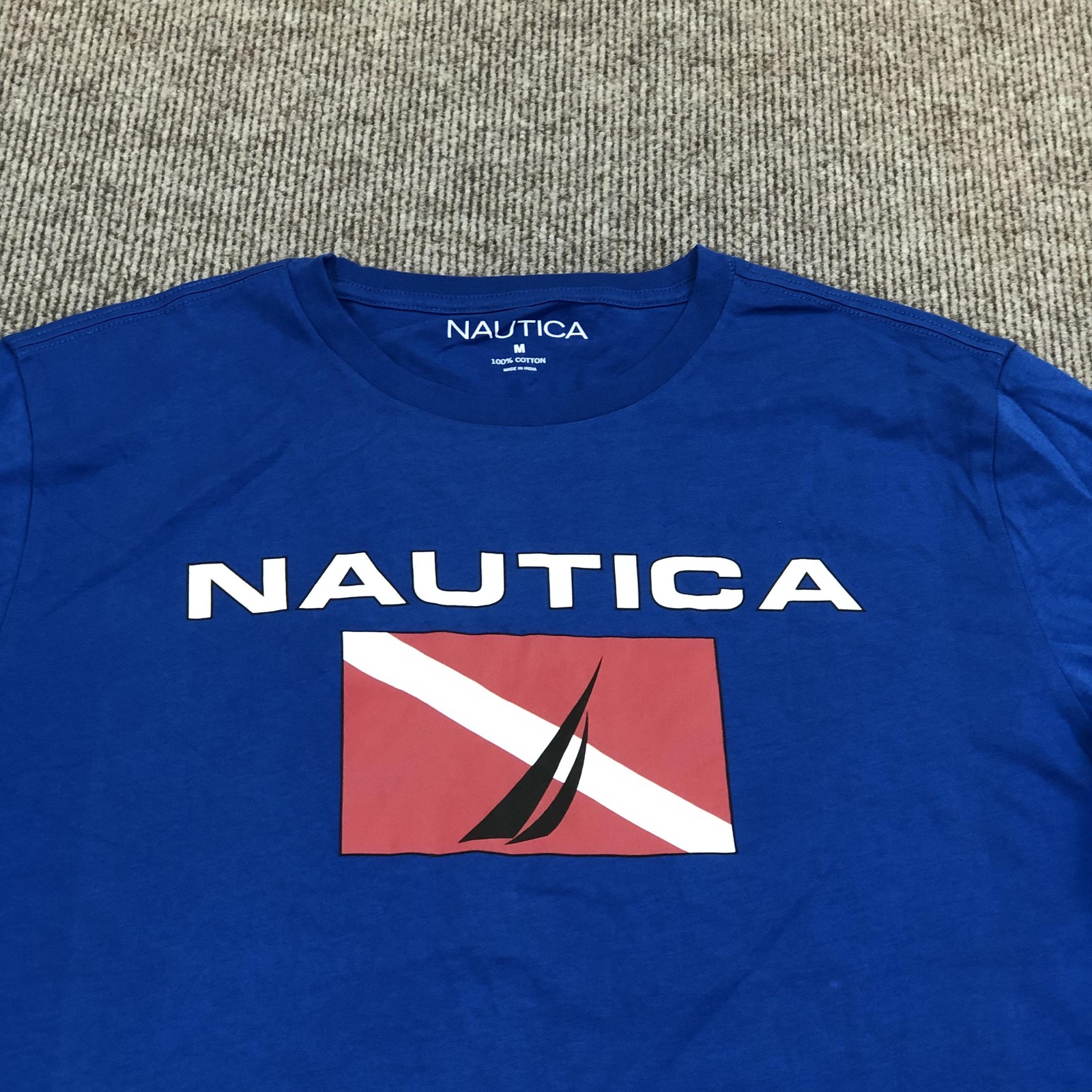 Nautica Shirt Mens Medium Blue Dive Flag Sailboat Graphic Cotton Tee Logo gallery
