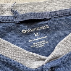 Vintage 2000s North Crest Two Tone Blue Gray Boxy Indie Henley Thermal