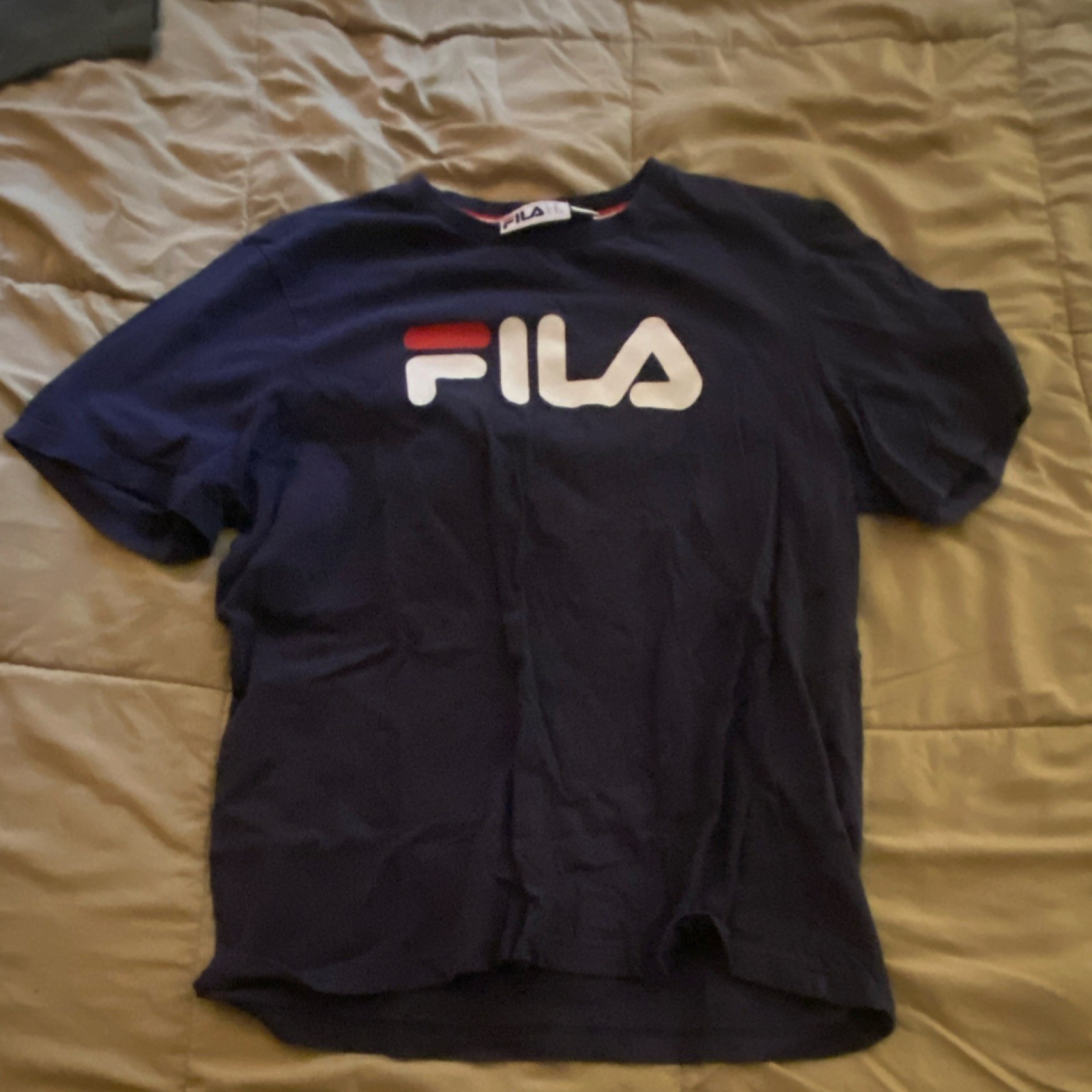 FILA Men's Blue Logo Graphic Print Crew Neck Short Sleeve T-Shirt and Shorts gallery