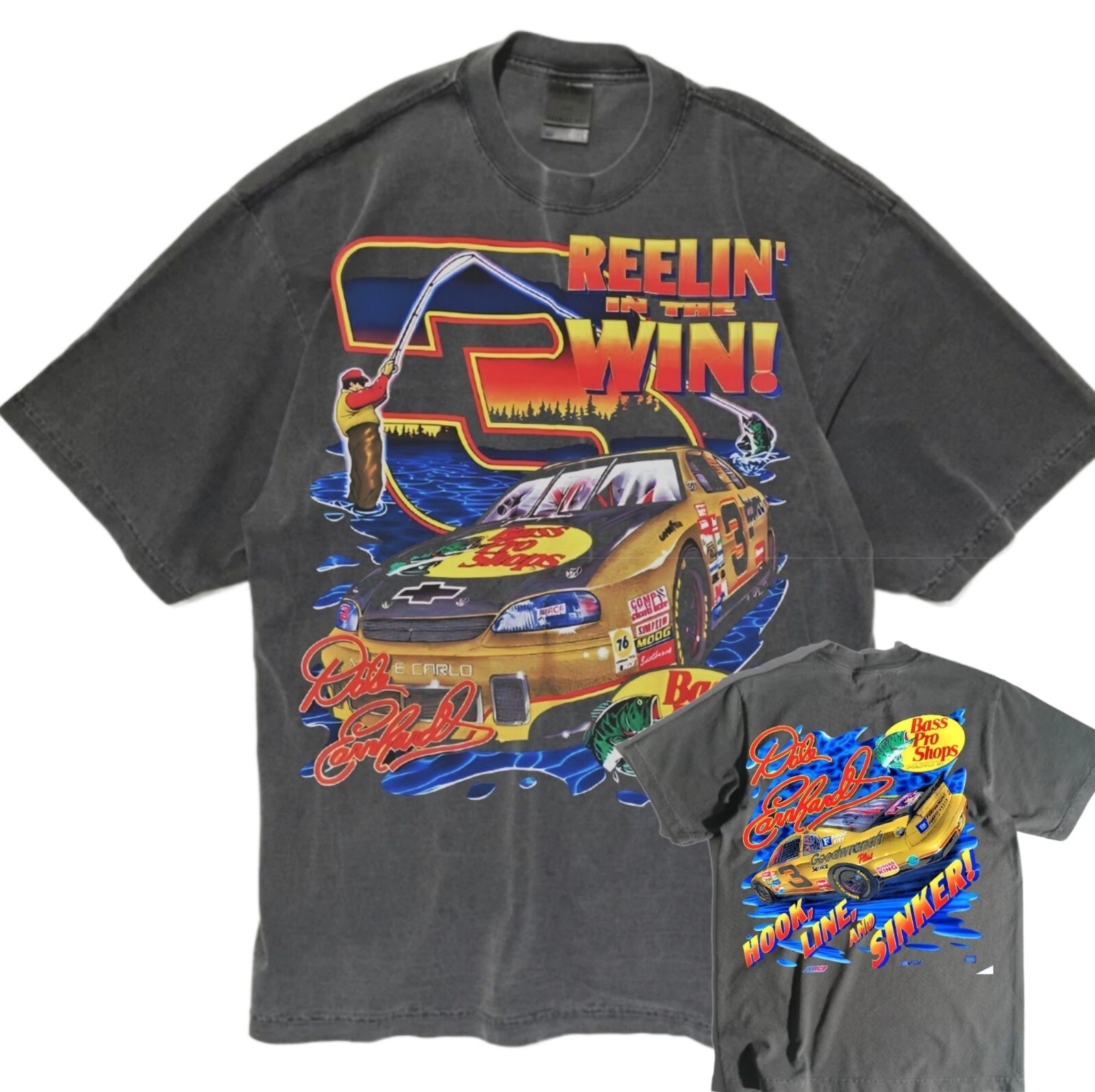 REELIN IN THE WIN DALE EARNHAON A SHAKA HEAVYWEIGHT GARMET DYED T SHIRT "MODERN" gallery