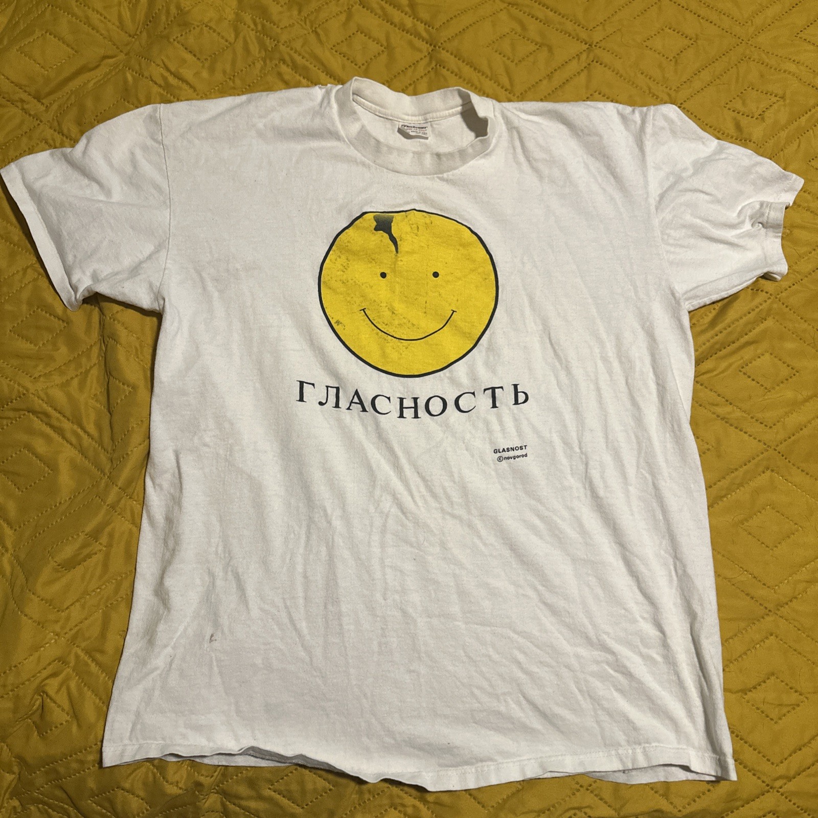 RARE Vintage Gorbatsjov Smiley Russia Glasnost Stedman t-shirt Men’s XL