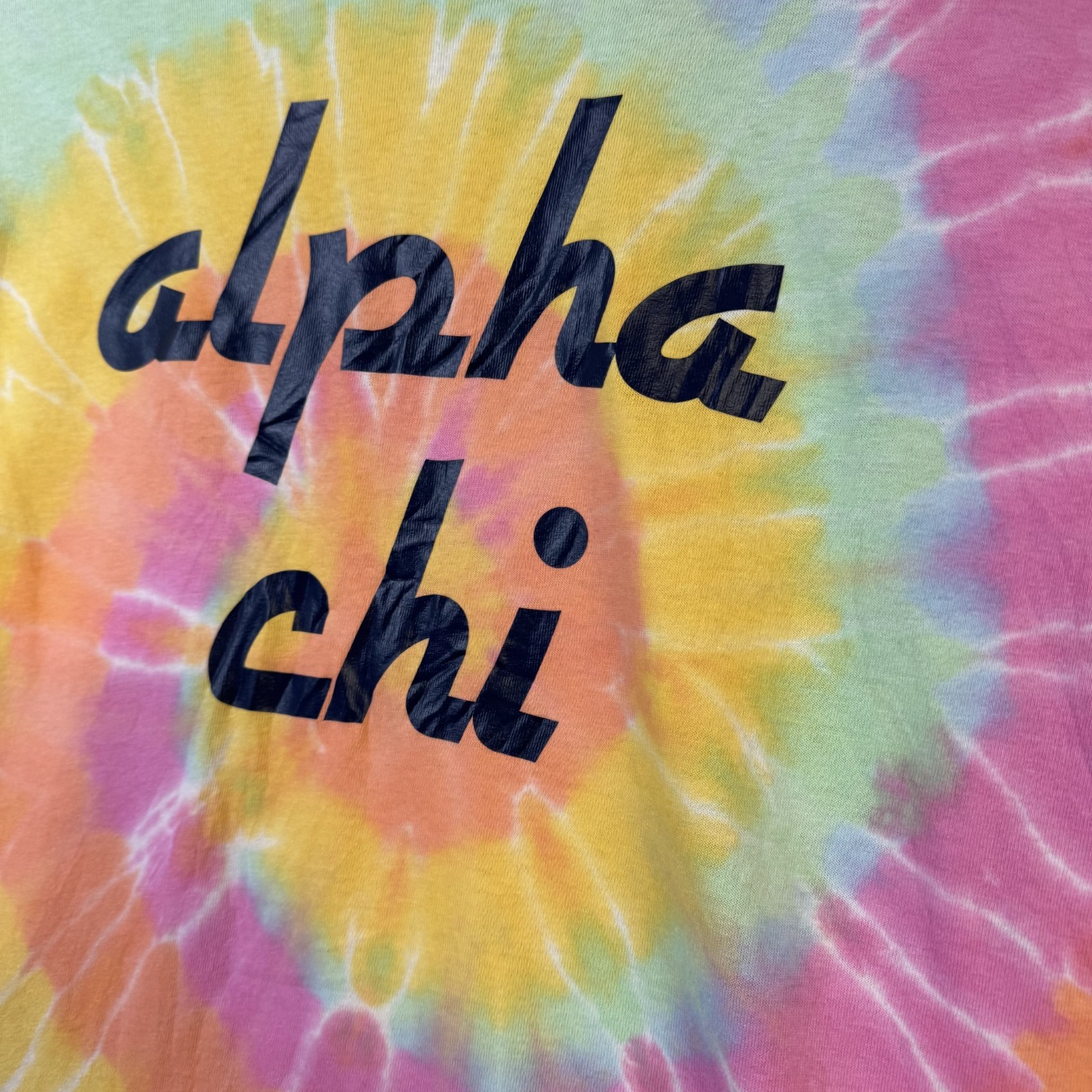 Tie Dye T Shirt Mens M MultiColour Alpha Chi Varsity Summer Festival Rave gallery