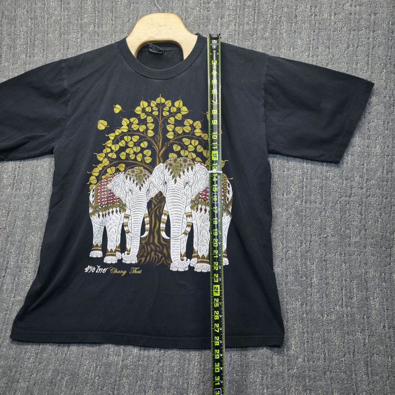 Thailand Elephant T-Shirt Men's XL Black Chang Thai Gold Bodhi Tree Souvenir Tee gallery