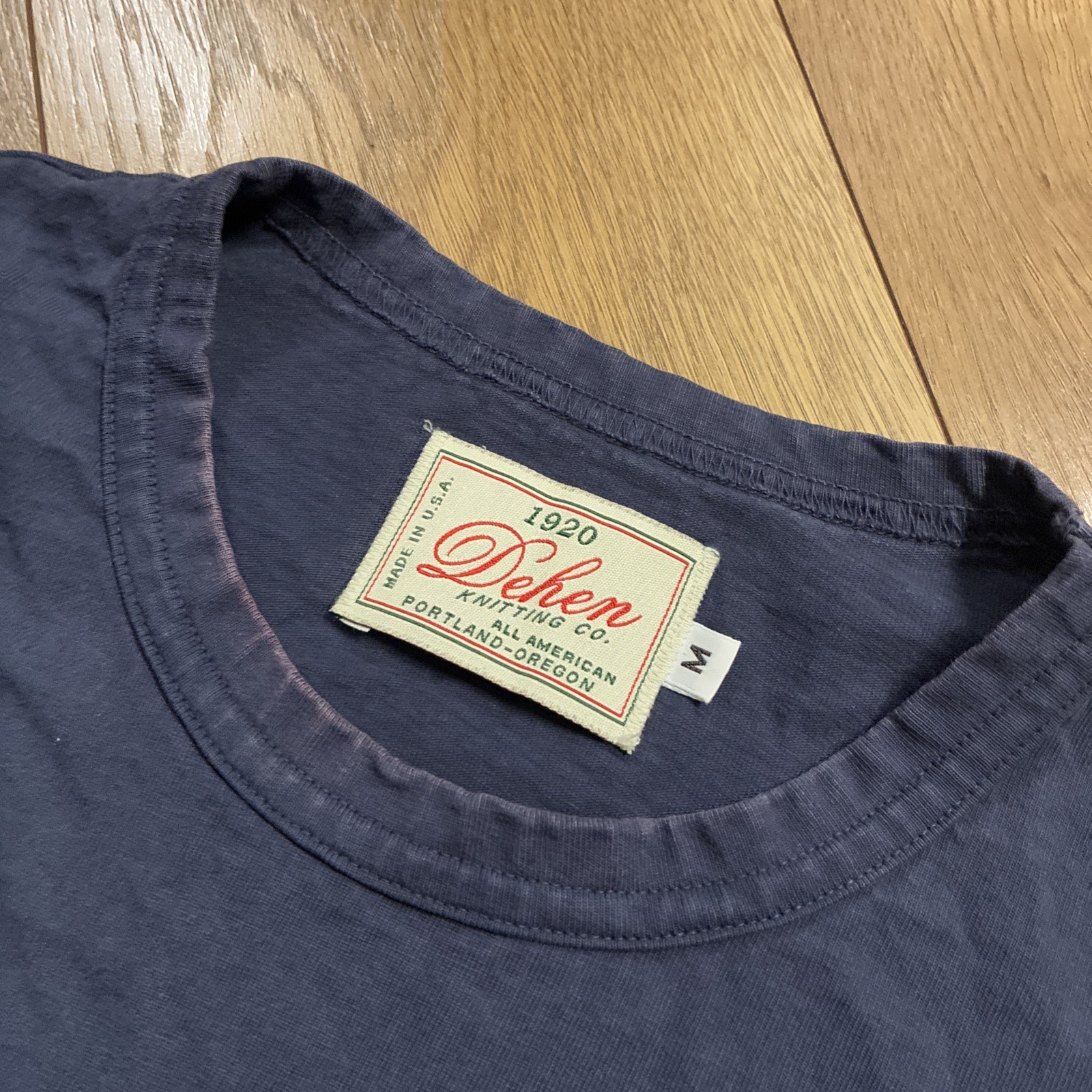 Dehen 1920 Heavy Duty Tee M T Shirt Made In USA Blue Fade Knitting Co Portland gallery