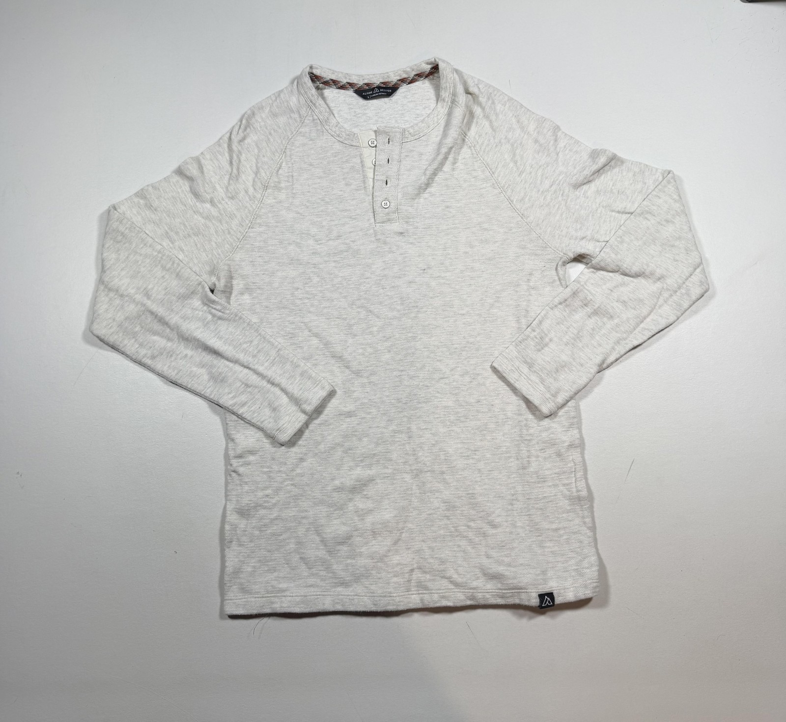 Alpine Design Shirt Mens Large Gray Long Sleeve Henley Tee Herringbone Knit gallery