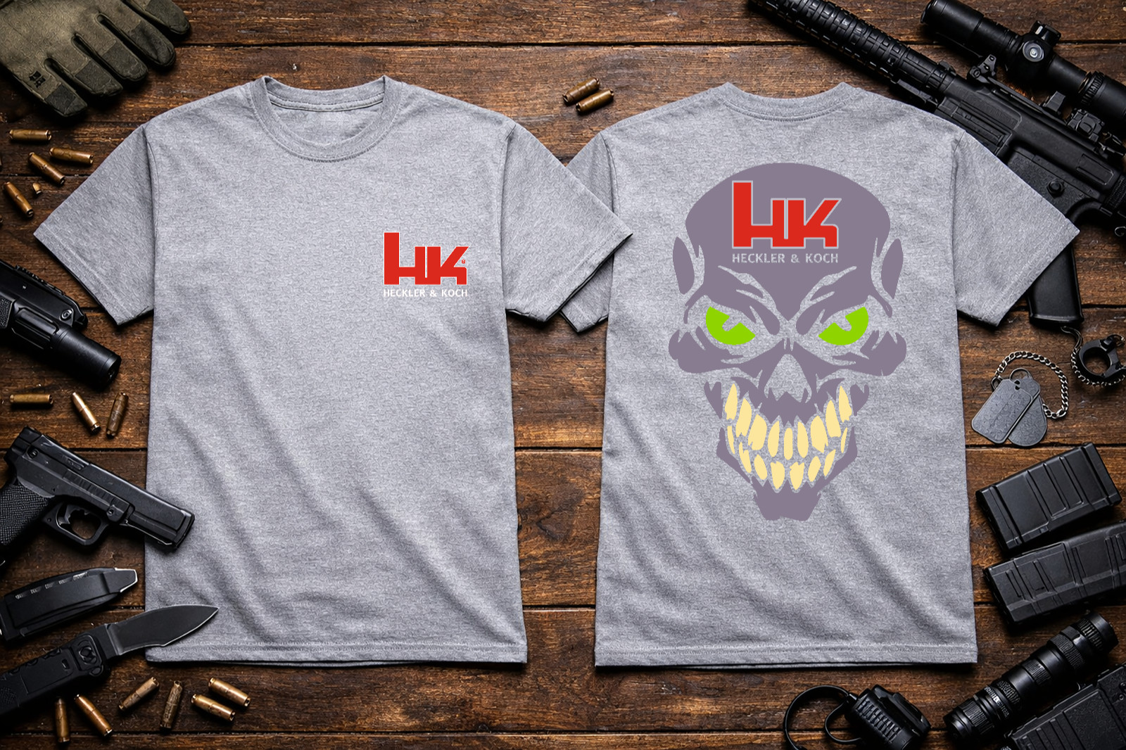 HK USA Heckler and Koch Skull T-Shirt Heavyweight S M L XL 2XL 3XL 4XL 5XL gallery