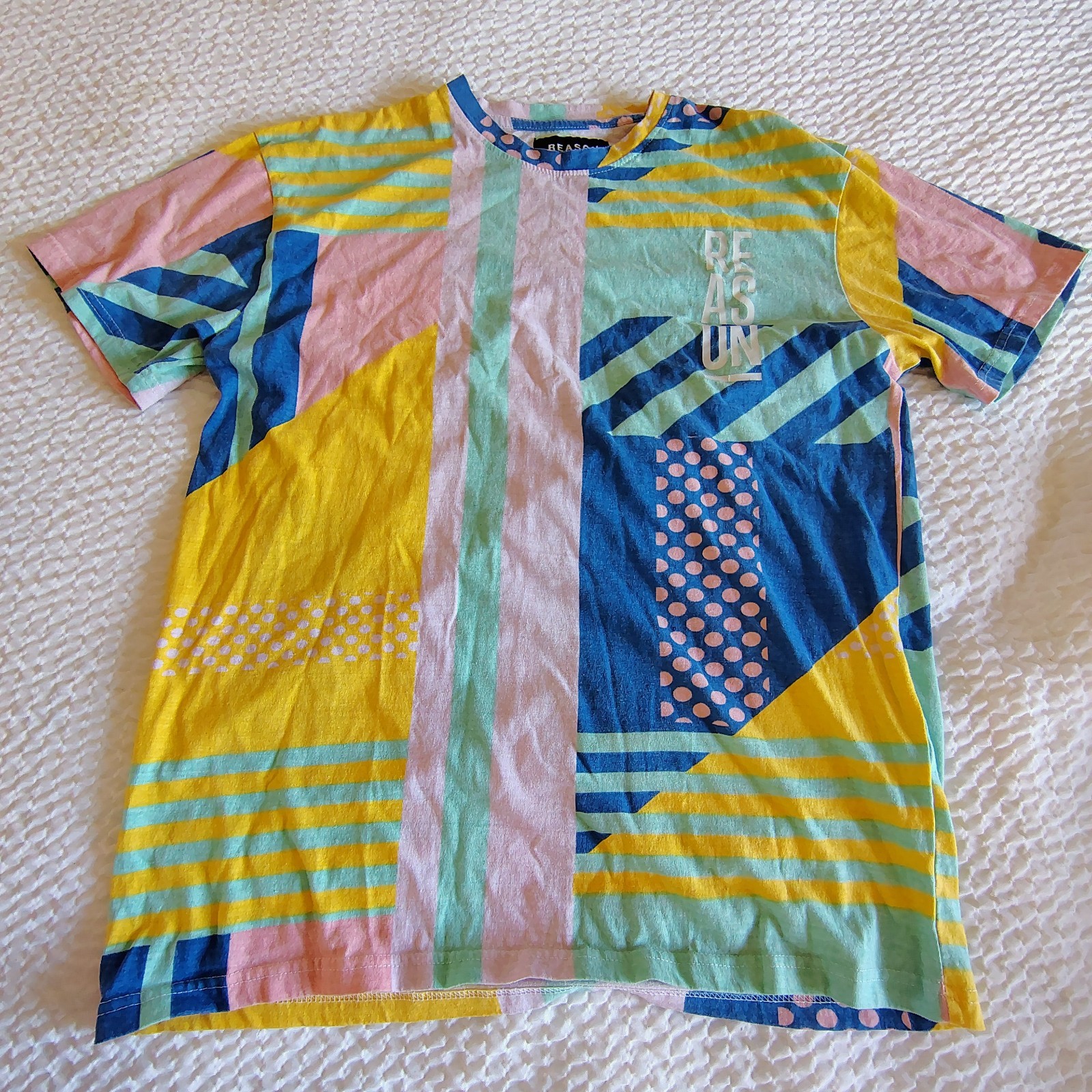 Reason Multi-Color Geometric Pattern T-Shirt Size Large gallery