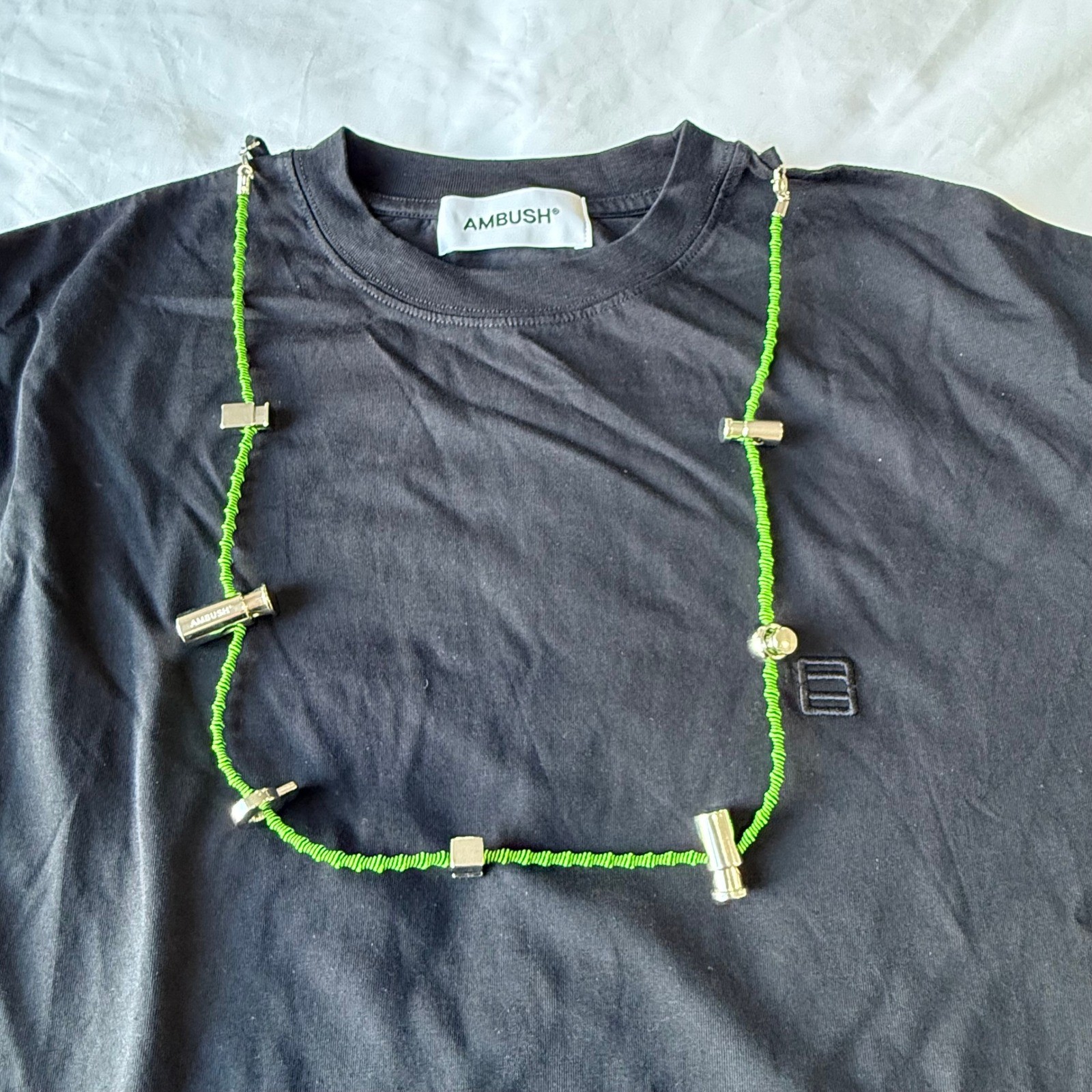 Ambush Stoppers T-Shirt Black Neon Green Cord Mens Size M