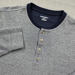 UNTUCKit Shirt Mens Medium Blue Long Sleeve Cascudo Henley Herringbone Knit