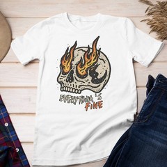 Retro Everything Is Fine Skull Unisex T-shirt | Skull Lover Gifts for Men