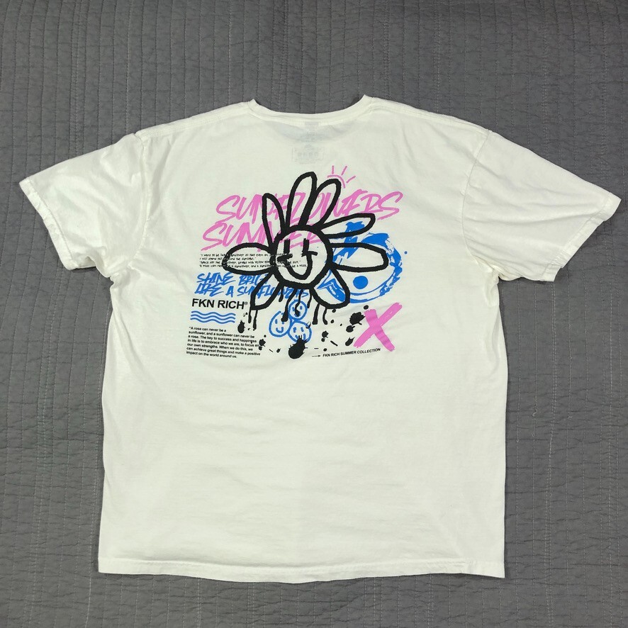 FKN Rich T Shirt Men XL White Graffiti Streetwear Modern Art Summer Collection gallery