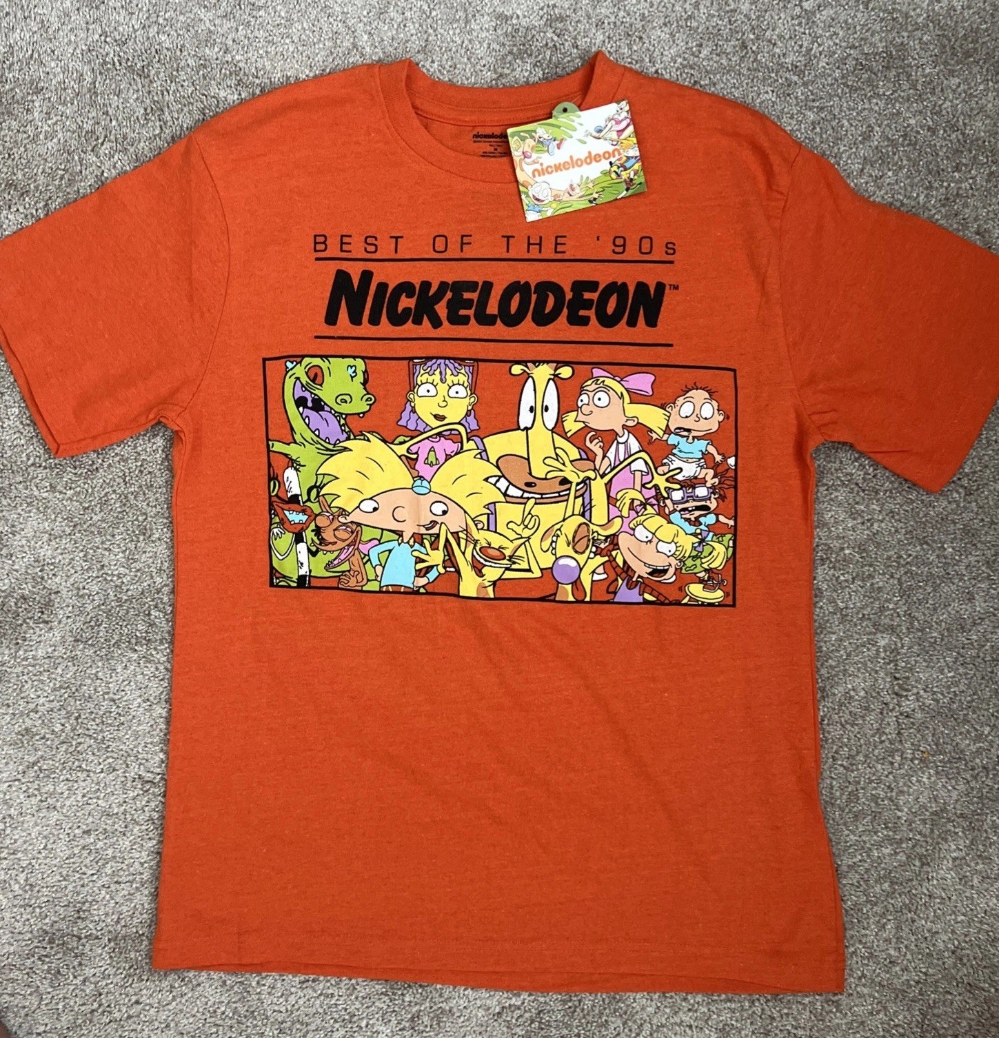 Nickelodeon Rugrats, Hey Arnold, CatDog 90s Cartoon T-Shirt Orange Size M gallery