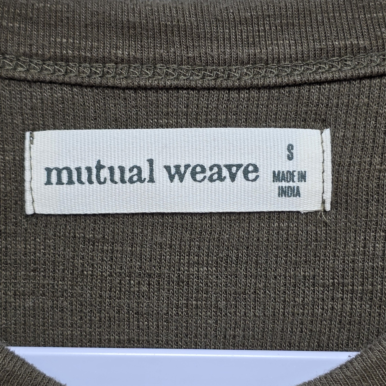 Mutual Weave Waffle Knit Henley Thermal Shirt Mens S Pullover Grunge Olive Green gallery