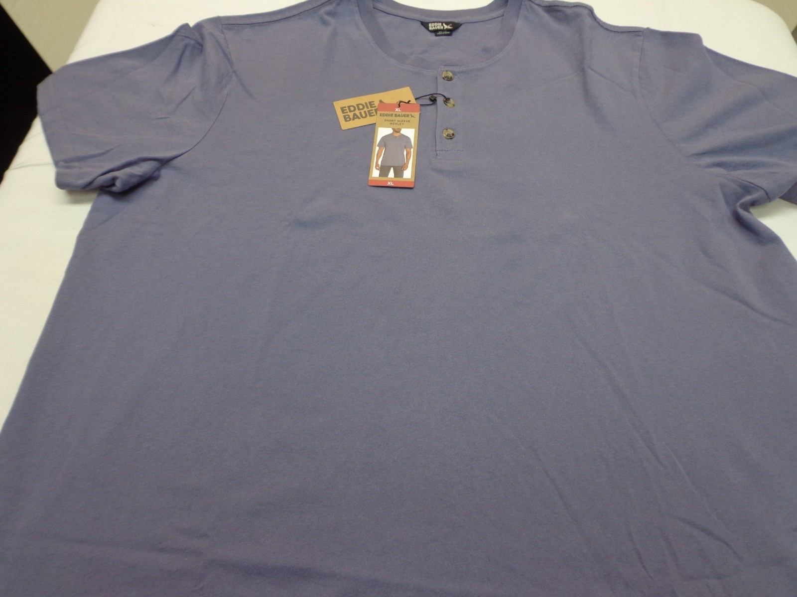 Eddie Bauer Men's Short Sleeve Soft Henley Purple Size XL NEW gallery