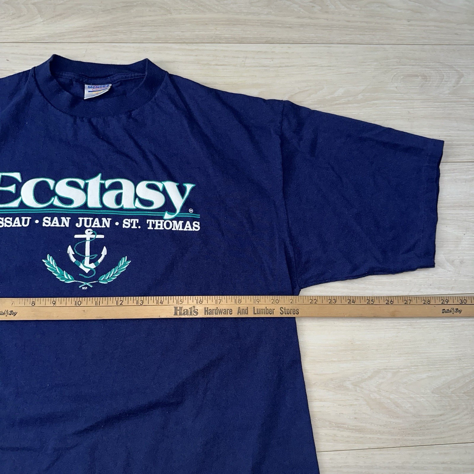 Vintage 90s Ecstasy Travel Shirt Size XL Navy Blue Islands San Juan Nassau Humor gallery
