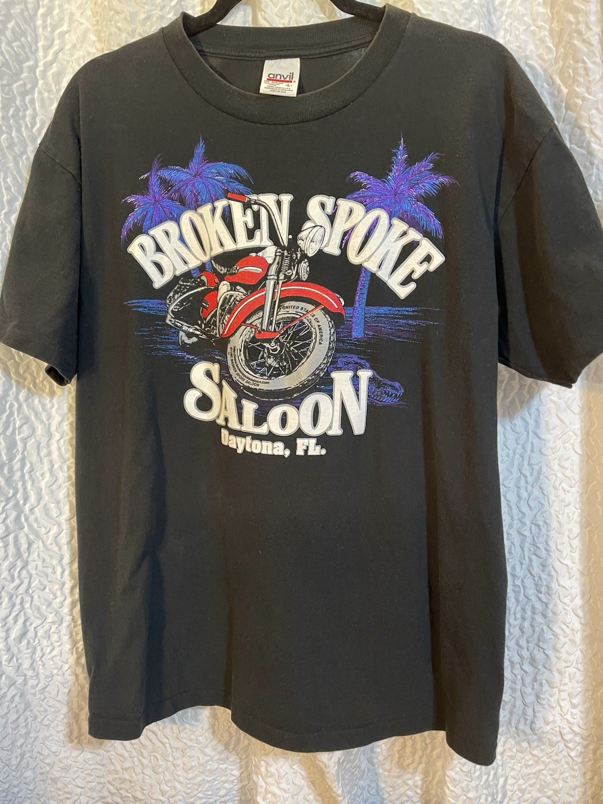 Vintage BROKEN SPOKE SALOON Single Stitch Bike Week motorcycle L Daytona 90s GUC gallery