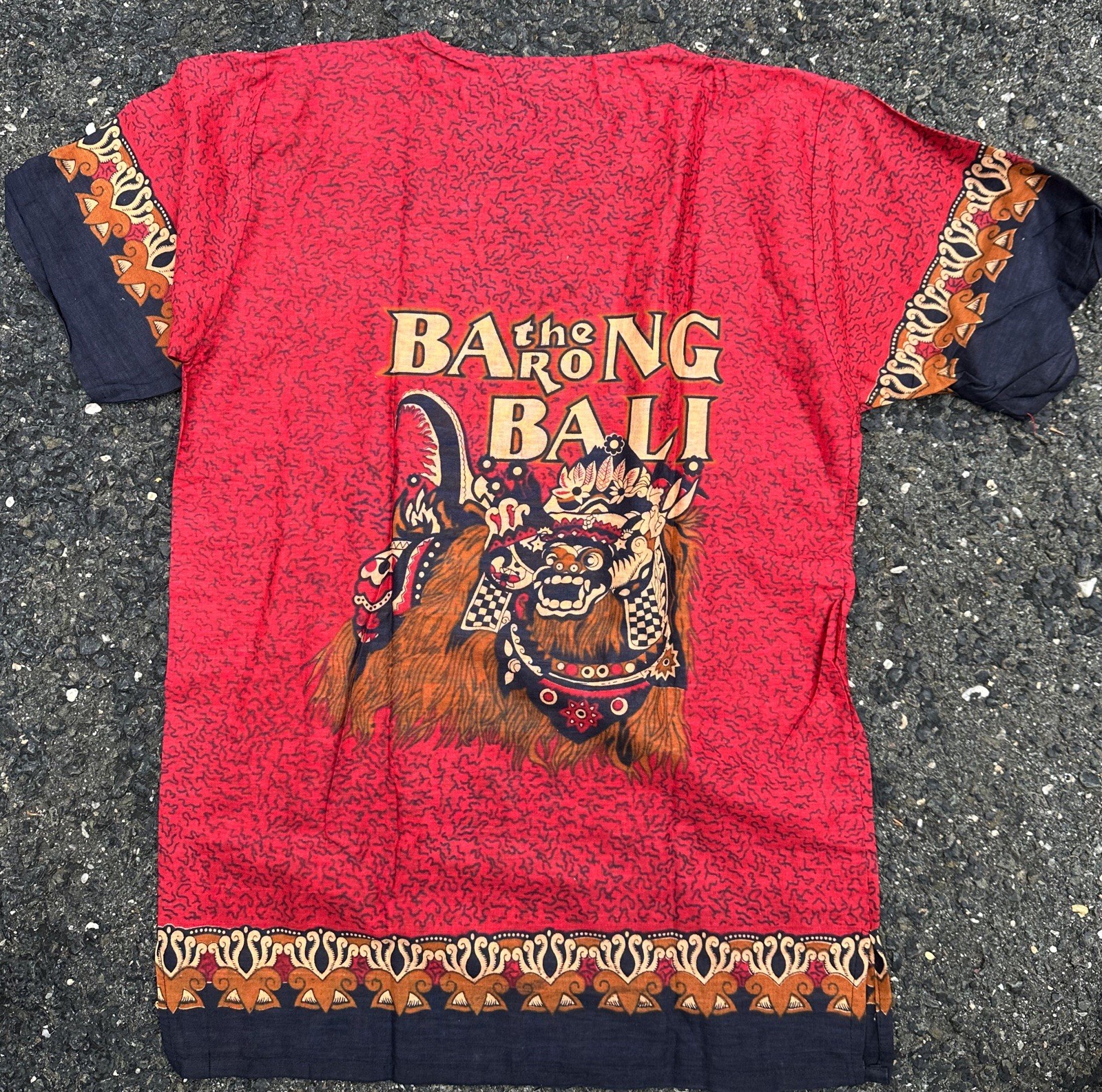 VTG Batik THE BARONG BALI Top LARGE TRADITIONAL Mythology Shirt INDONESIA RARE gallery