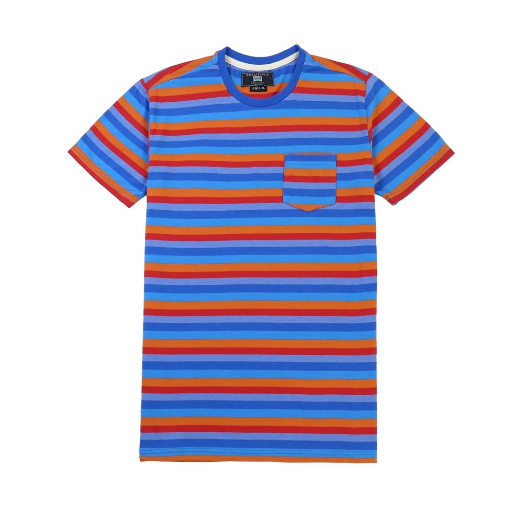 Beautiful Giant Men's Striped Cotton T-Shirt Classic Causal Loose Orange gallery