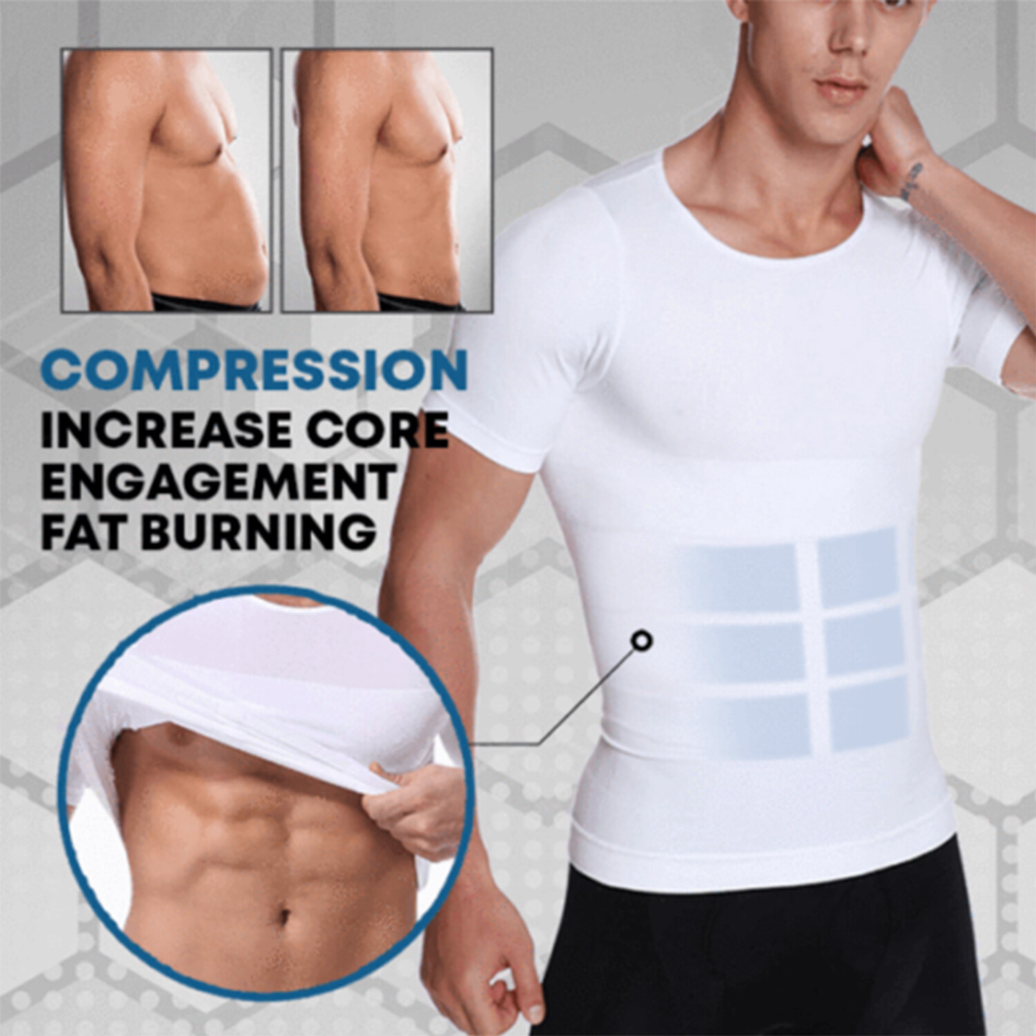 SecondSkin Men's Shaper Cooling T-Shirt Compression Shirt Slimming Shapewear US gallery
