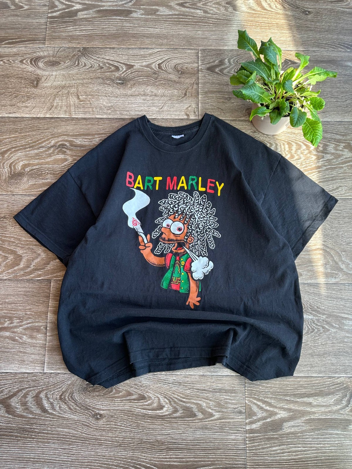 90s Bart Marley Vintage Simpsons T Shirt Homer Band USA Mens Size XL Black