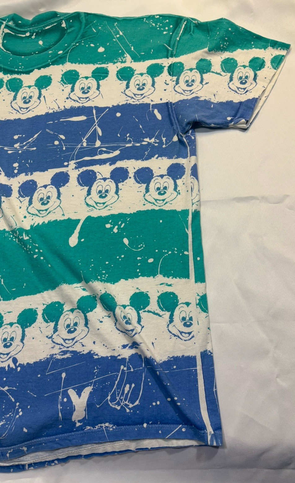 Vintage Mickey Mouse Shirt Tie Dye Disney 1990’s All Over Print Splatter OSFA gallery