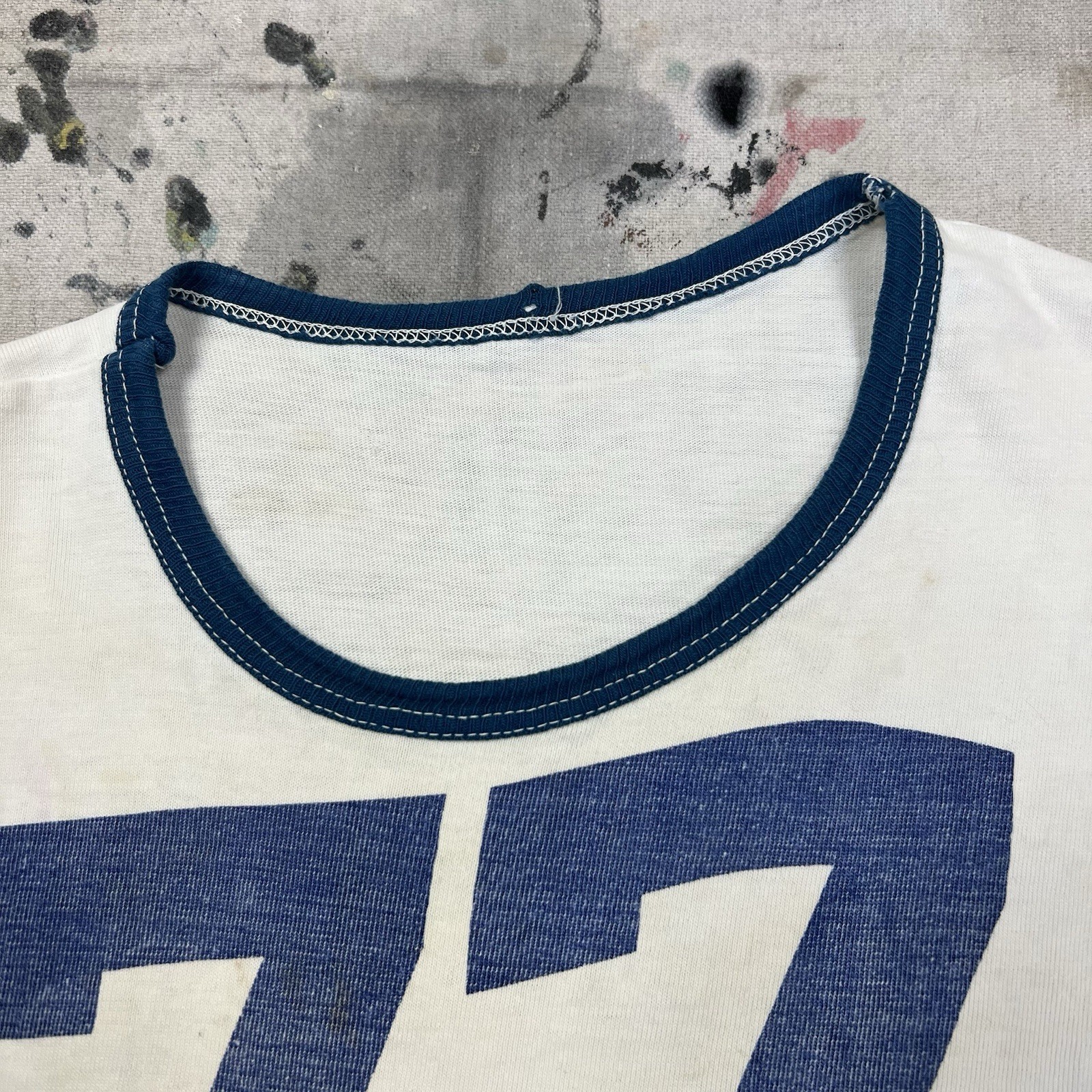 Vintage 50s 60s Water Print Cotton Jersey T Shirt #77 Mens Small Distressed gallery