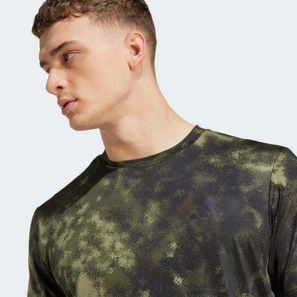 NEW Mens $35 ADIDAS Train Essentials All Over Print Tee JV7234 Olive Strata XXL gallery