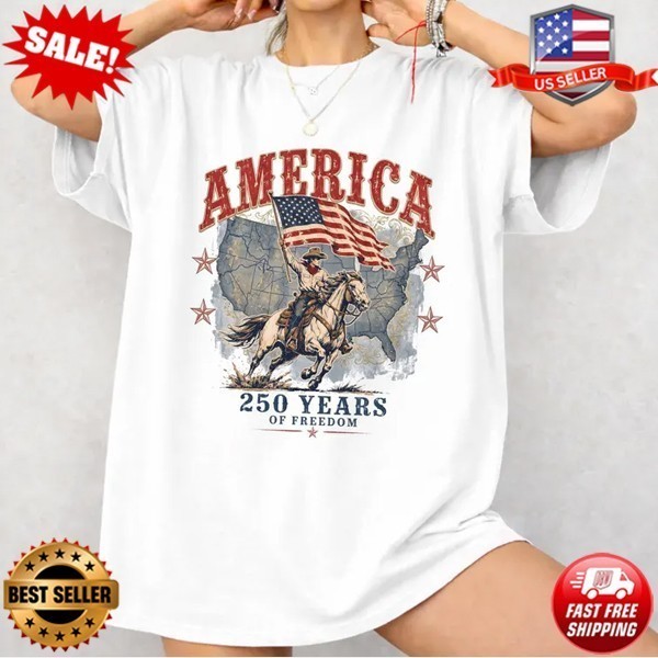 1776-2026 250 Years Shirt, Western Cowboy Patriotic Tee, USA T-Shirt (S-5XL)