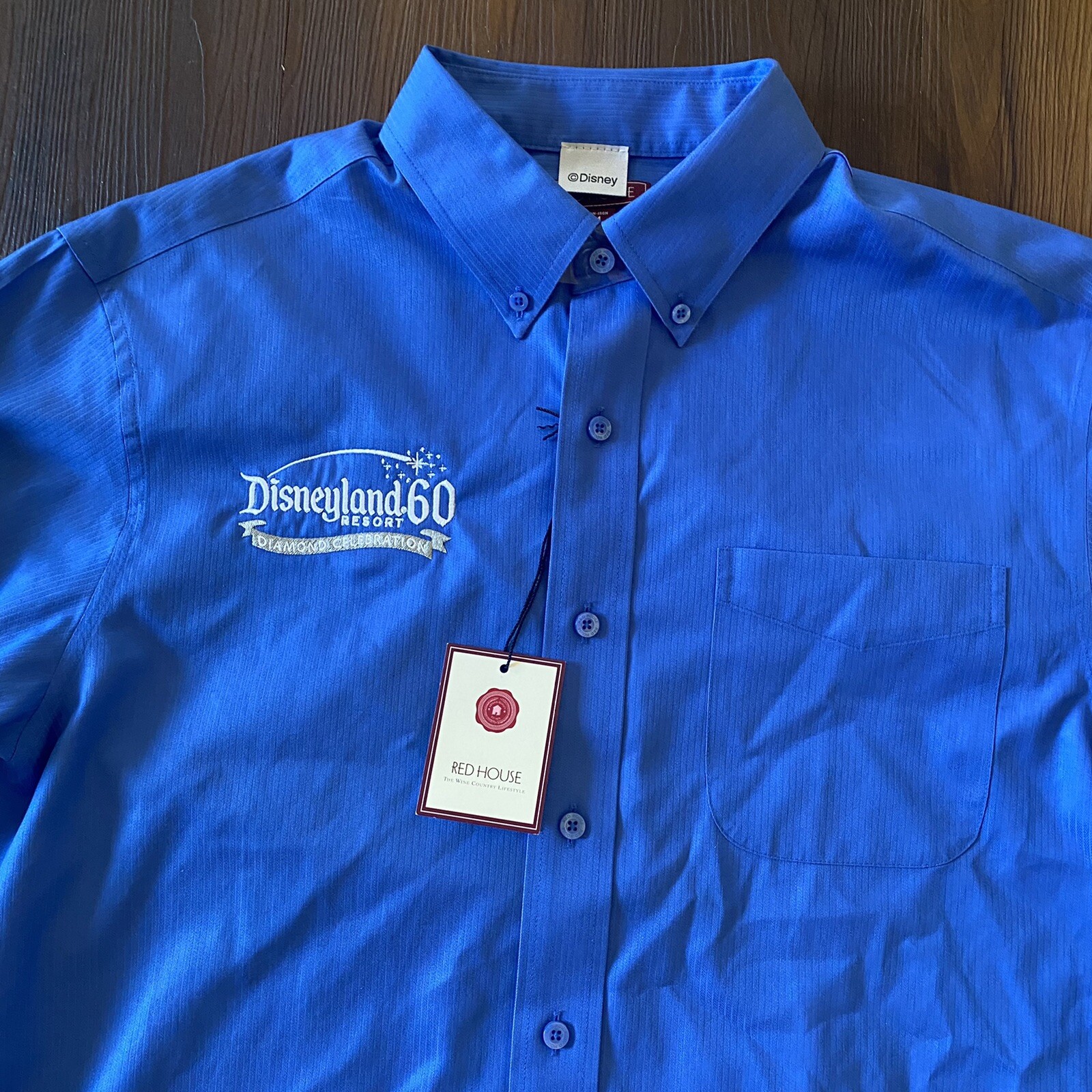 Disneyland Resort Button Dress Shirt Sz M Diamond Celebration Blue Long Sleeve gallery