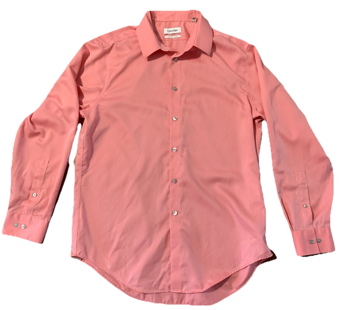 Calvin Klein Infinite NonIron Slim Fit Stretch Collar Men Shirt 16 32/33 Pink gallery