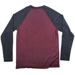 Orvis Mens Classic Collection Raglan Long Sleeve Shirt Burgundy Grey Medium
