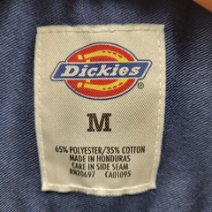Dickies Button Up Shirt Mens Medium Blue Short Sleeve Chore Utility Pocket Work