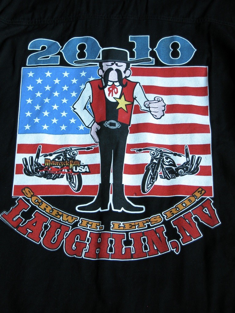 Motorcycle USA FLAG BIKER Shirt L 2010 RALLY USA FLAG V TWIN LAUGHLIN NEVADA gallery