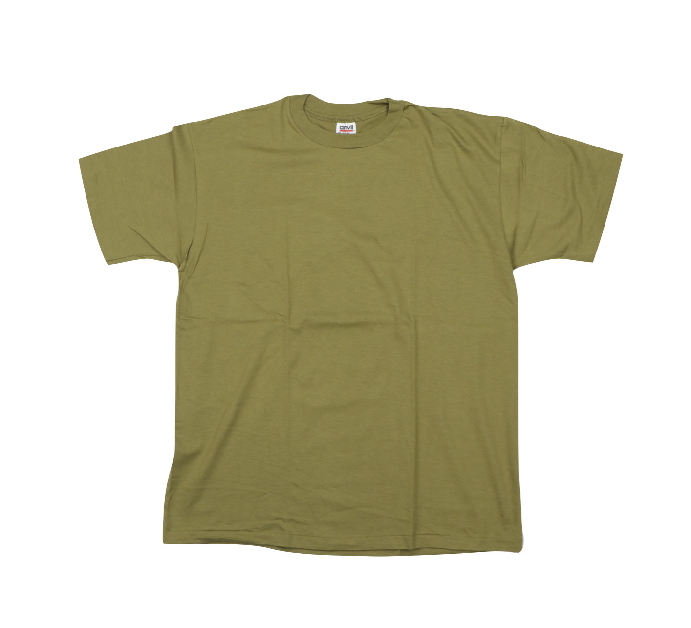Deadstock Vintage 90s Mens 2XL Blank Short Sleeve T-Shirt Olive Green Cotton USA gallery