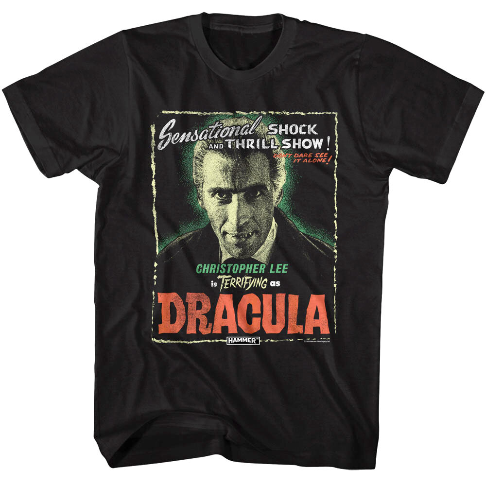 Dracula Terrifying Christopher Lee Men’s T Shirt Vampire Hammer Horror