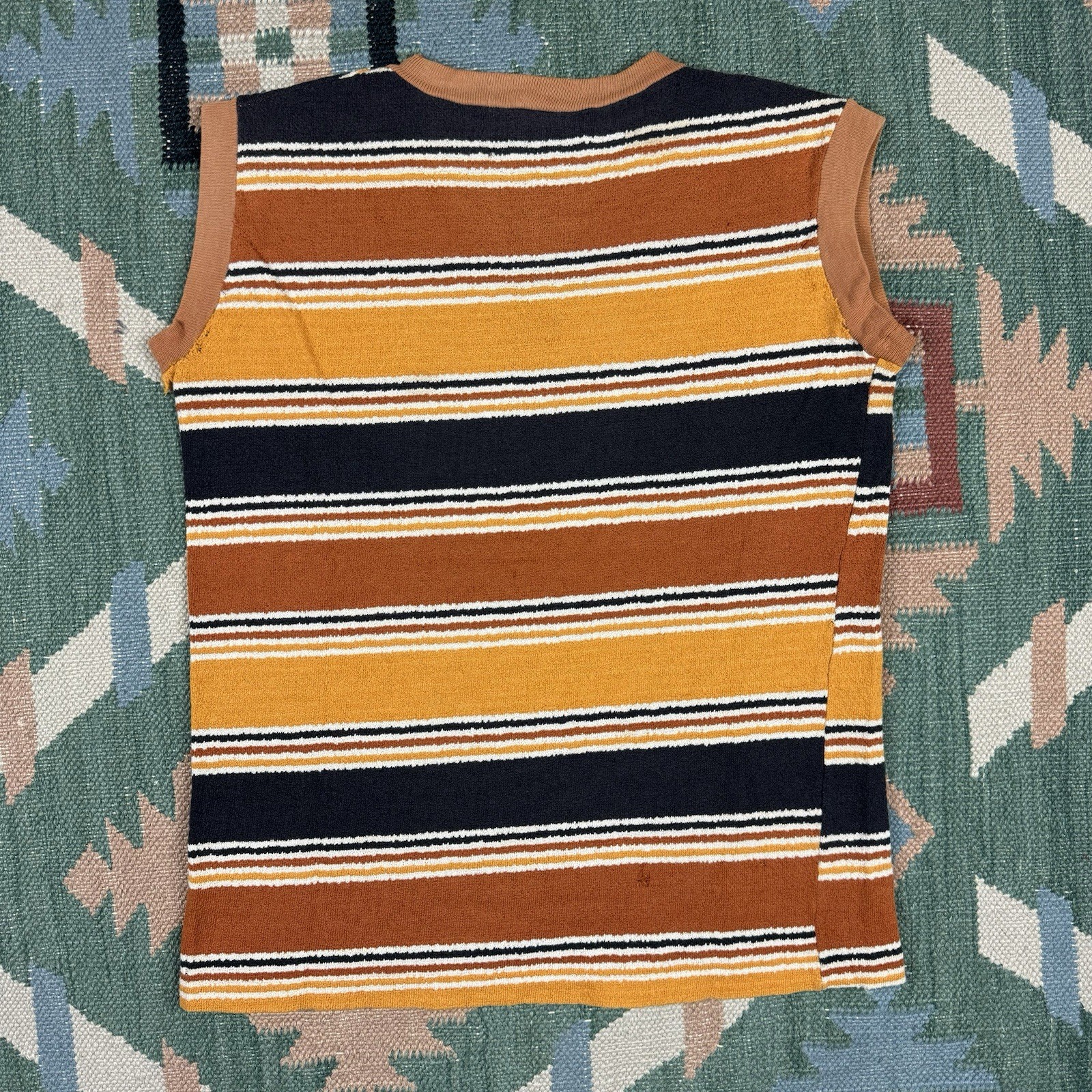 Vintage 50s Striped Terry Cloth Knit Beach Tank Top Shirt Size Small USA gallery