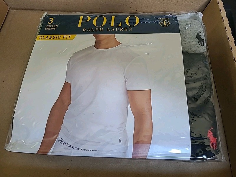 Polo Ralph Lauren Gray-Charcoal-Black Classic Fit Crewneck T-Shirt 3 Pack Large
