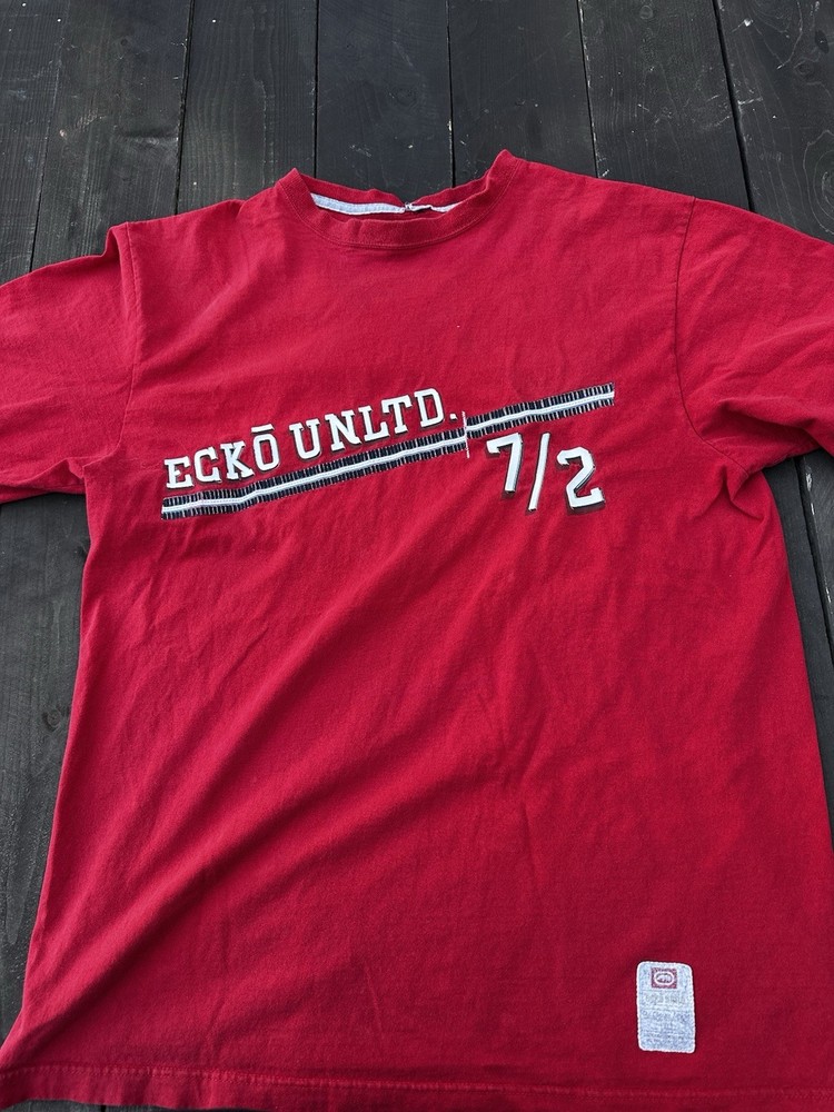 Vtg Echo Unltd Shirt Size Large Red Y2K Short Sleeve Hip Hop Streetwear READ
