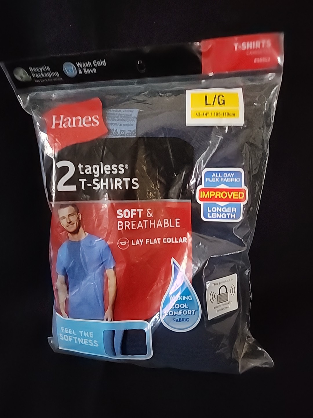Hanes Mens 2Pk Cool Comfort Wicking Tagless Large - Choose Color Blue Or Green gallery